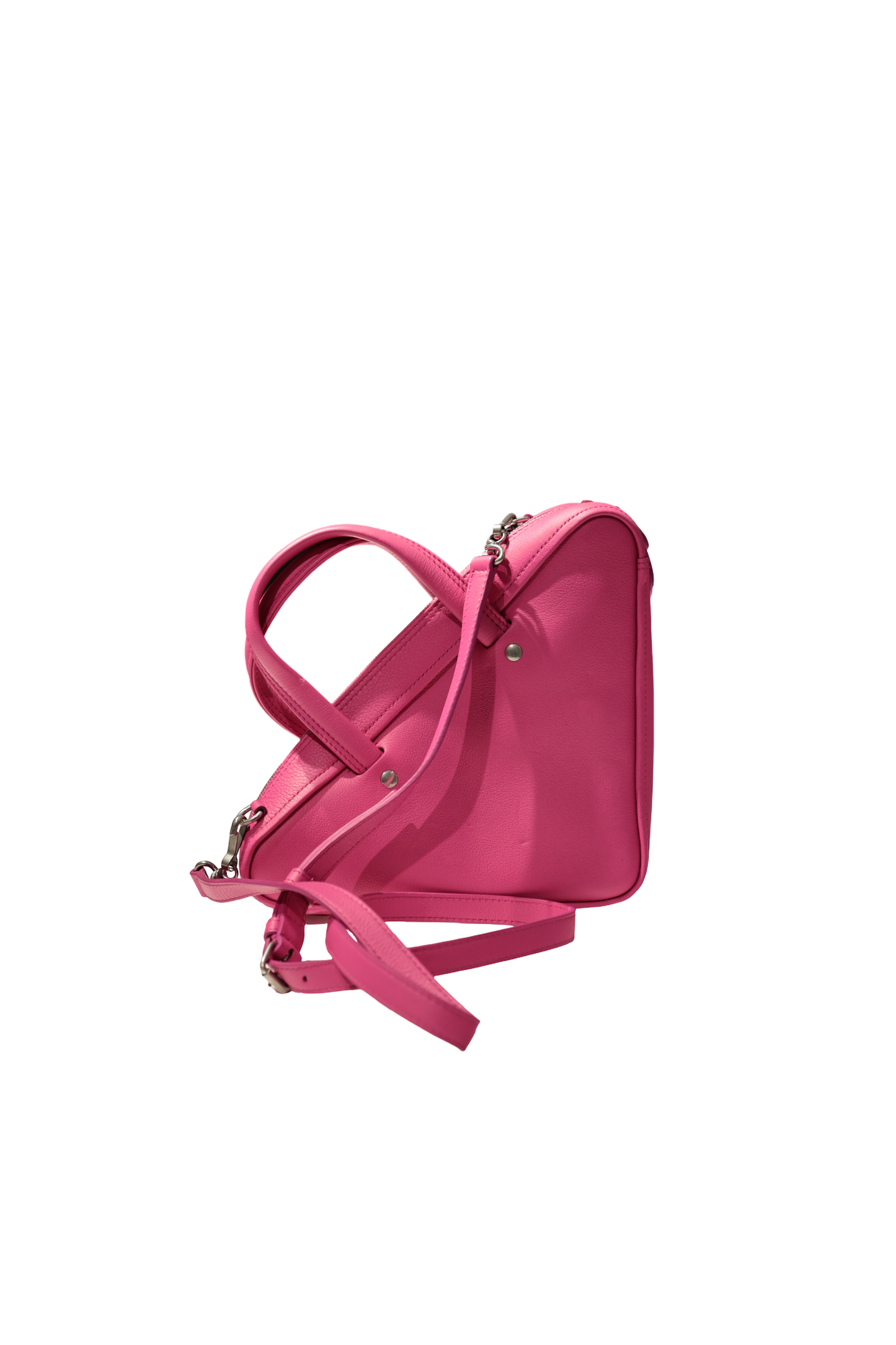 BALENCIAGA TRIANGLE S DUFFLE PINK LEATHER PHW CROSSBODY BAG [3000515]