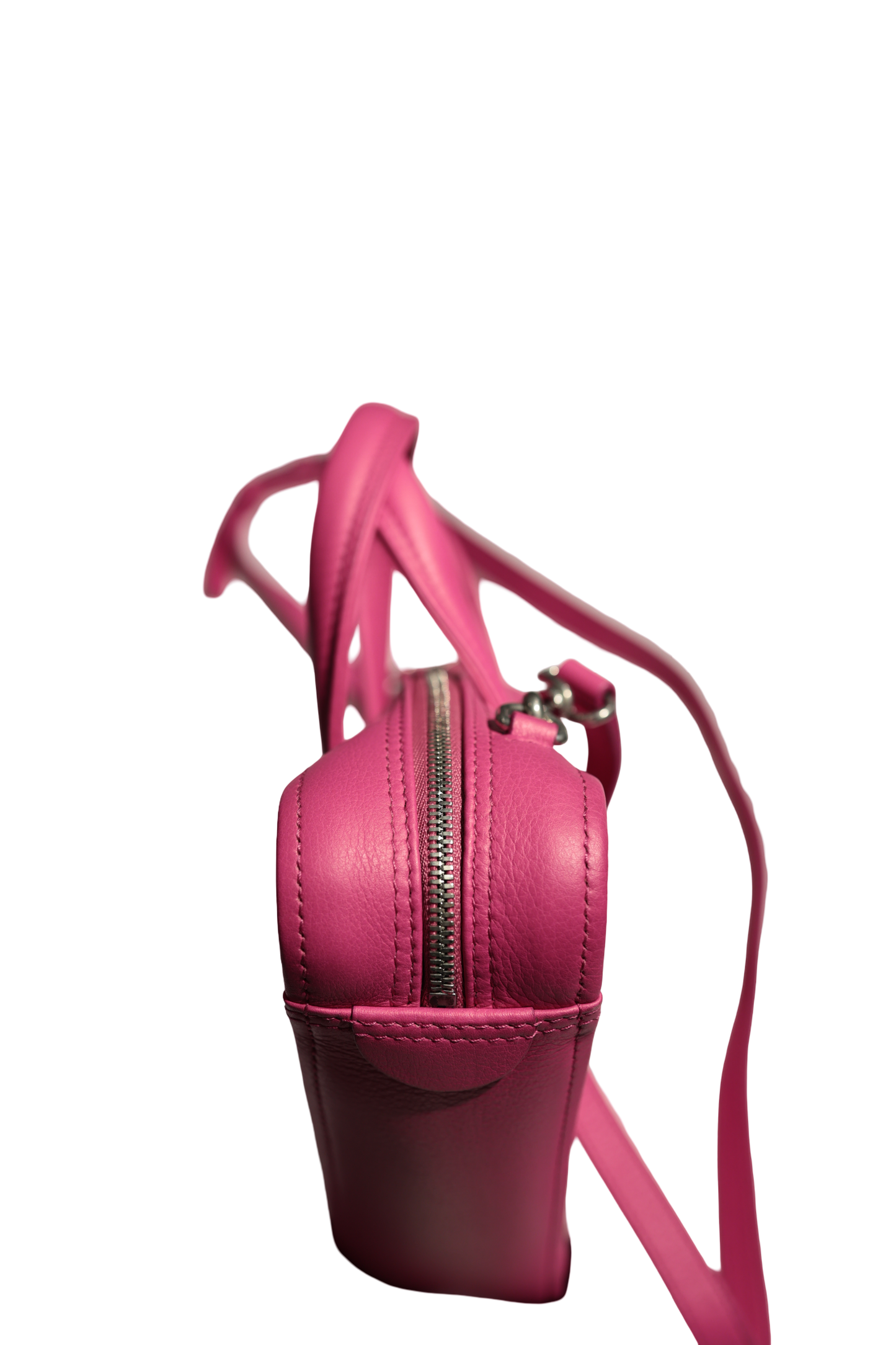 BALENCIAGA TRIANGLE S DUFFLE PINK LEATHER PHW CROSSBODY BAG [3000515]