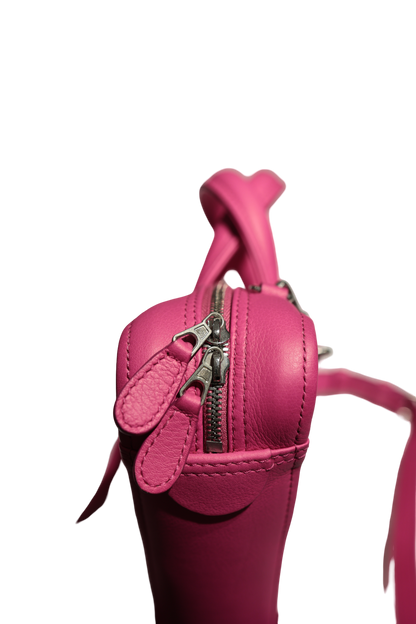 BALENCIAGA TRIANGLE S DUFFLE PINK LEATHER PHW CROSSBODY BAG [3000515]