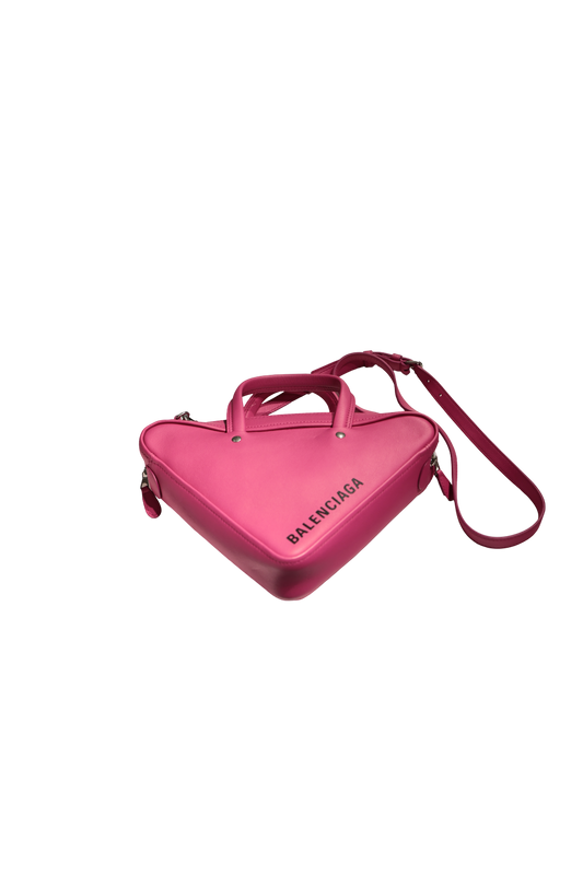 BALENCIAGA TRIANGLE S DUFFLE PINK LEATHER PHW CROSSBODY BAG [3000515]