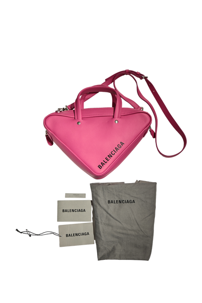 BALENCIAGA TRIANGLE S DUFFLE PINK LEATHER PHW CROSSBODY BAG [3000515]
