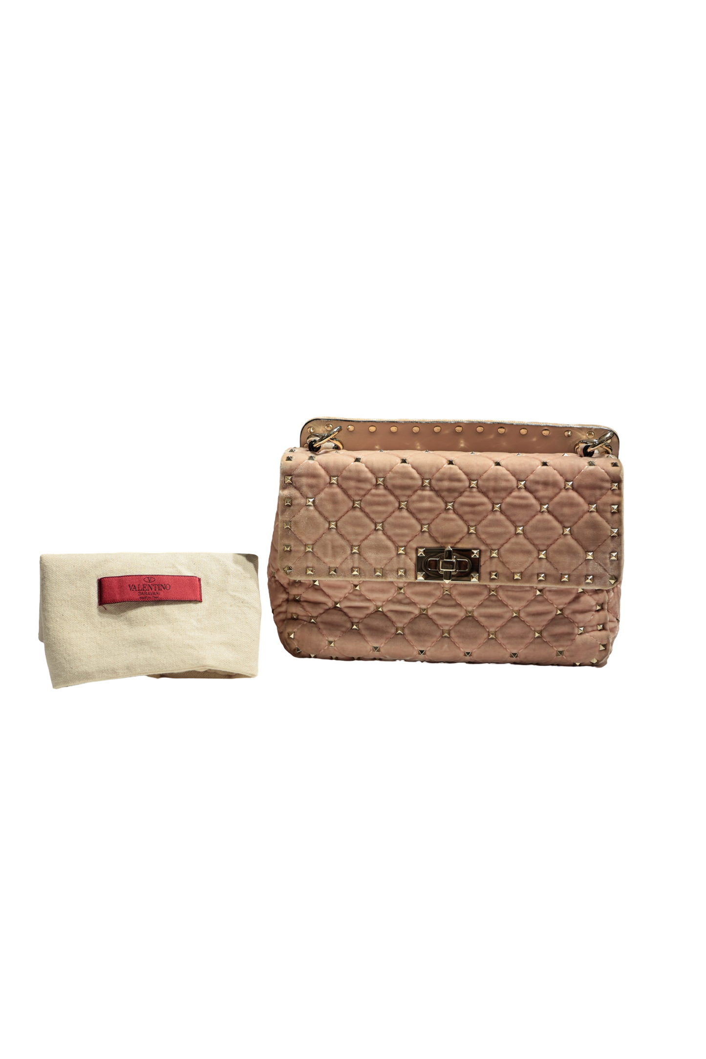 VALENTINO VELVET PINK GHW HANDBAG [3000513]