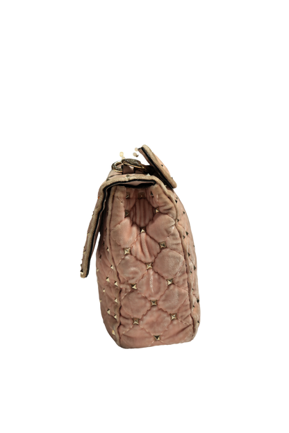 VALENTINO VELVET PINK GHW HANDBAG [3000513]