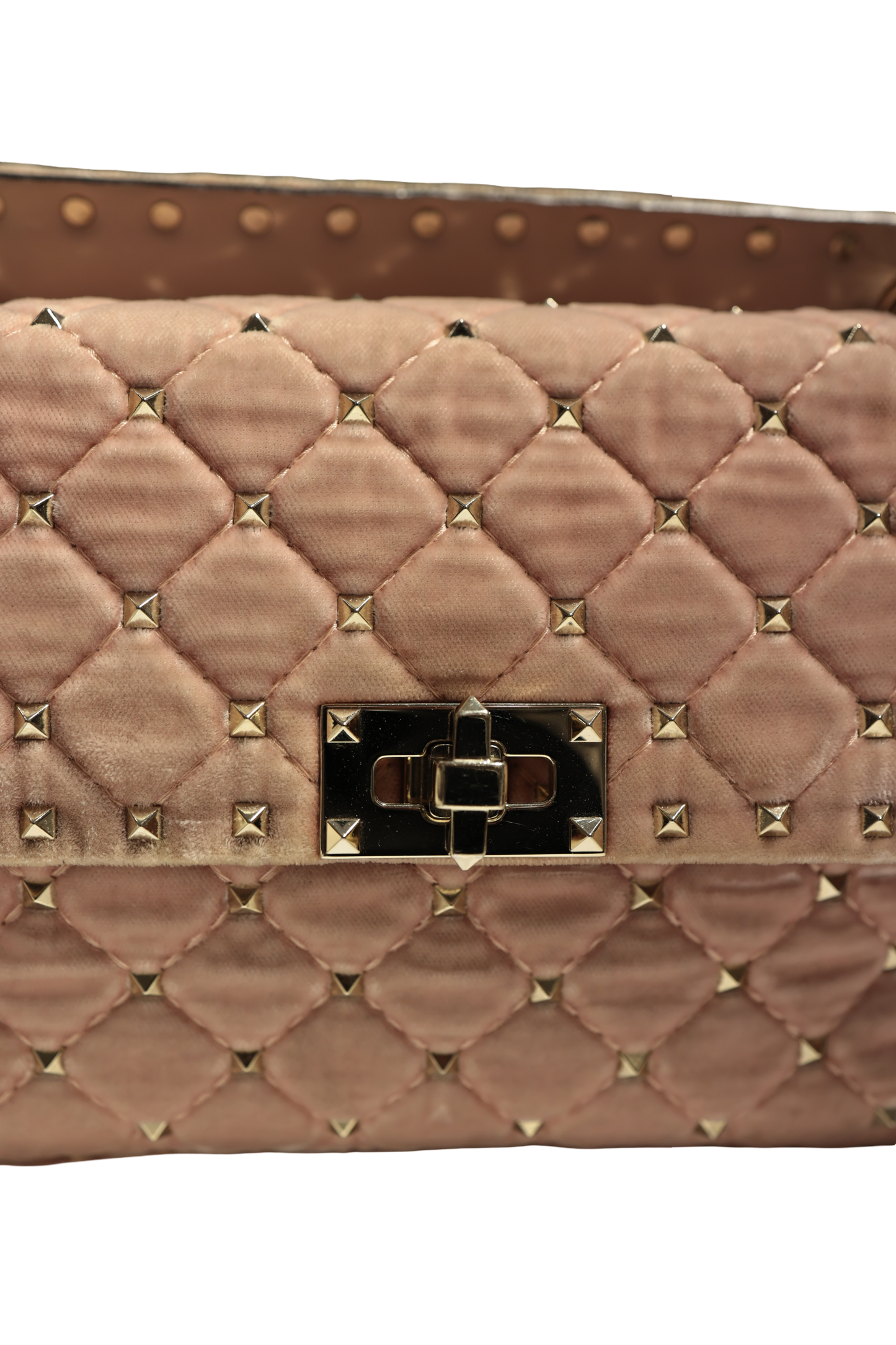 VALENTINO VELVET PINK GHW HANDBAG [3000513]