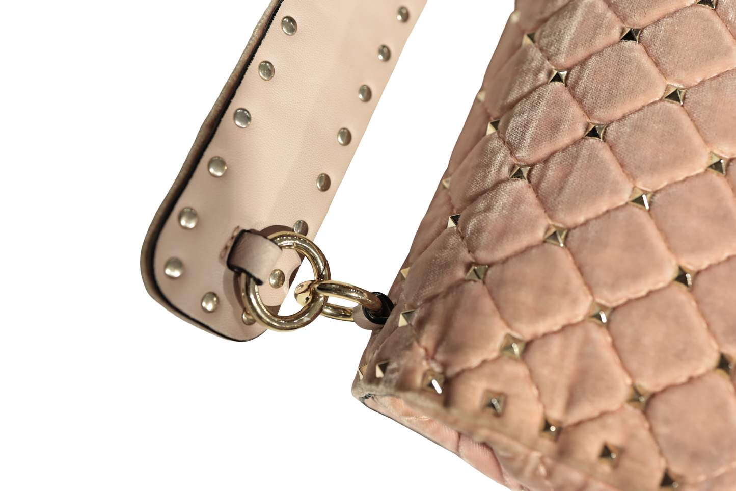 VALENTINO VELVET PINK GHW HANDBAG [3000513]