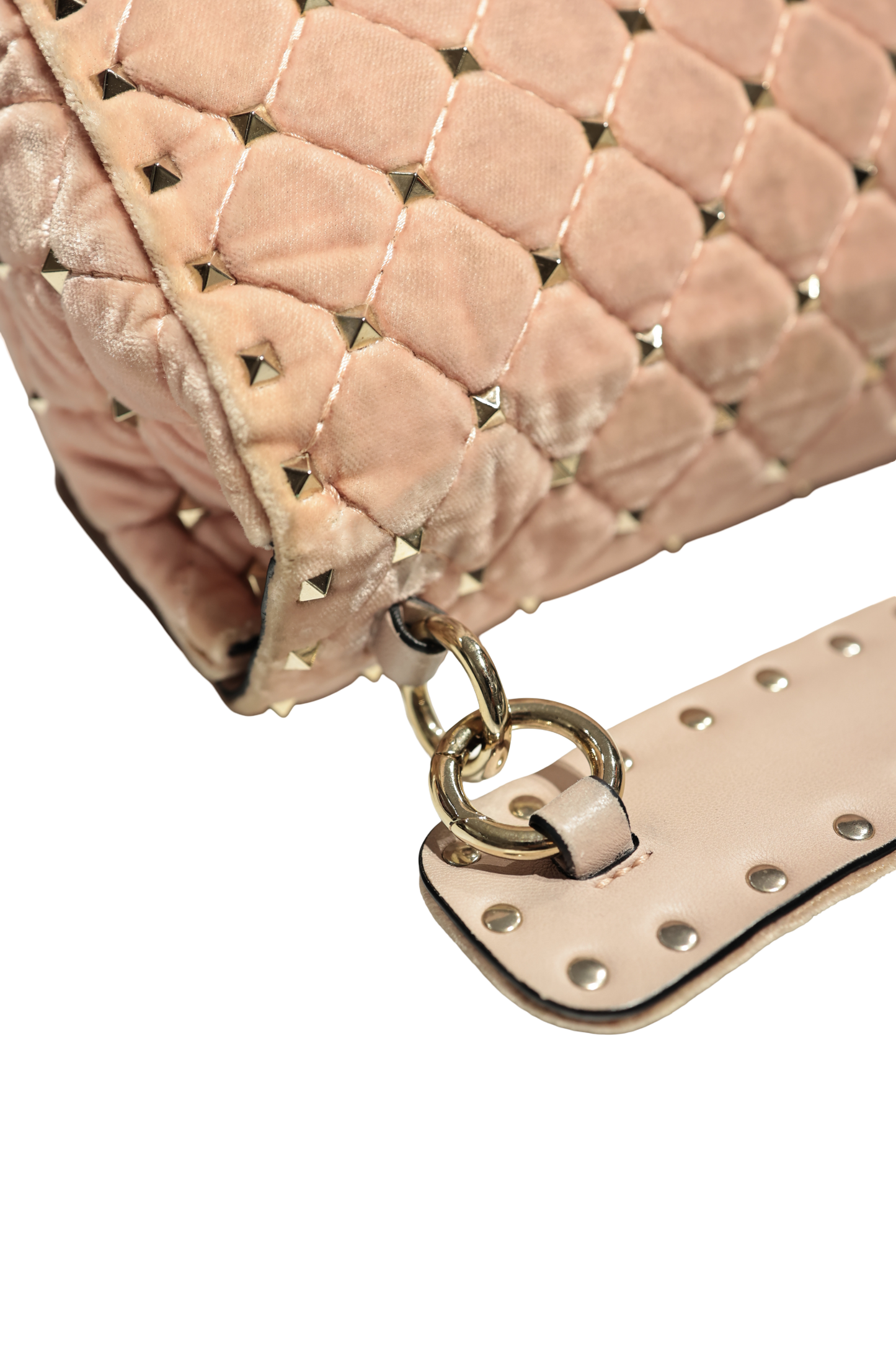VALENTINO VELVET PINK GHW HANDBAG [3000513]
