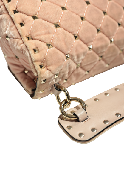 VALENTINO VELVET PINK GHW HANDBAG [3000513]