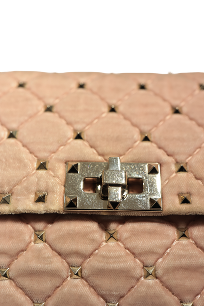 VALENTINO VELVET PINK GHW HANDBAG [3000513]