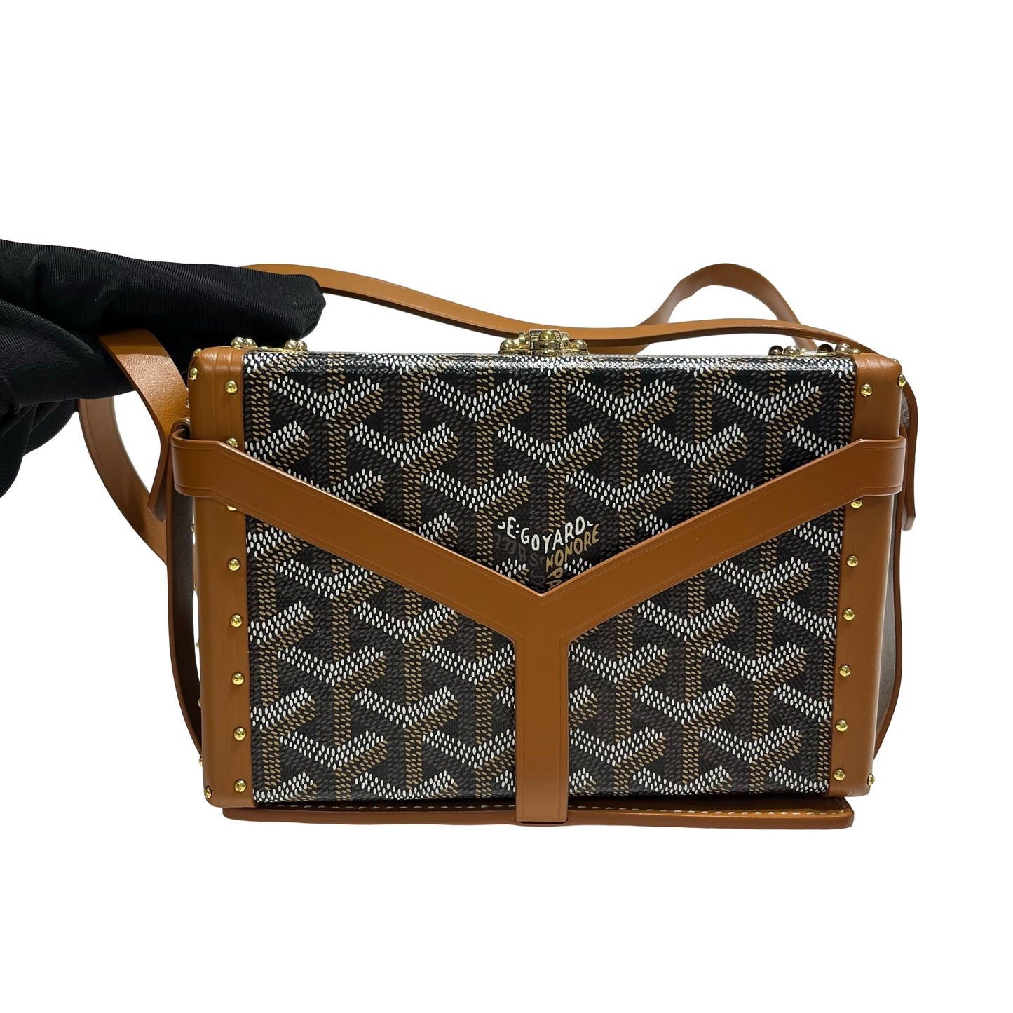 Used GOYARD Goyardine Minaudiere Crossbody Bag Black Brown