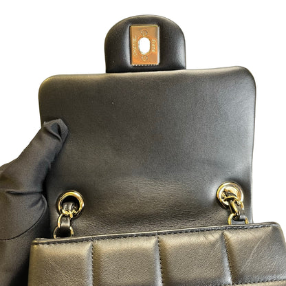Used CHANEL Lambskin 23C Monaco Mini square flap bag Cross body bag Black