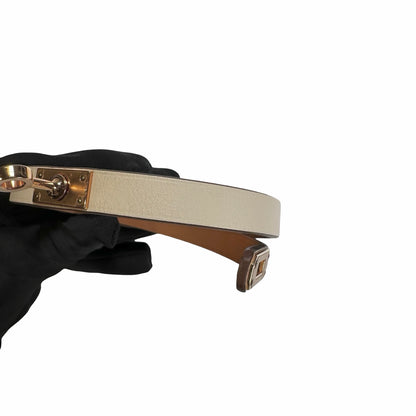 Used HERMES leather Bracelet Mini Kelly Double Tou BRACELET NATA GHW