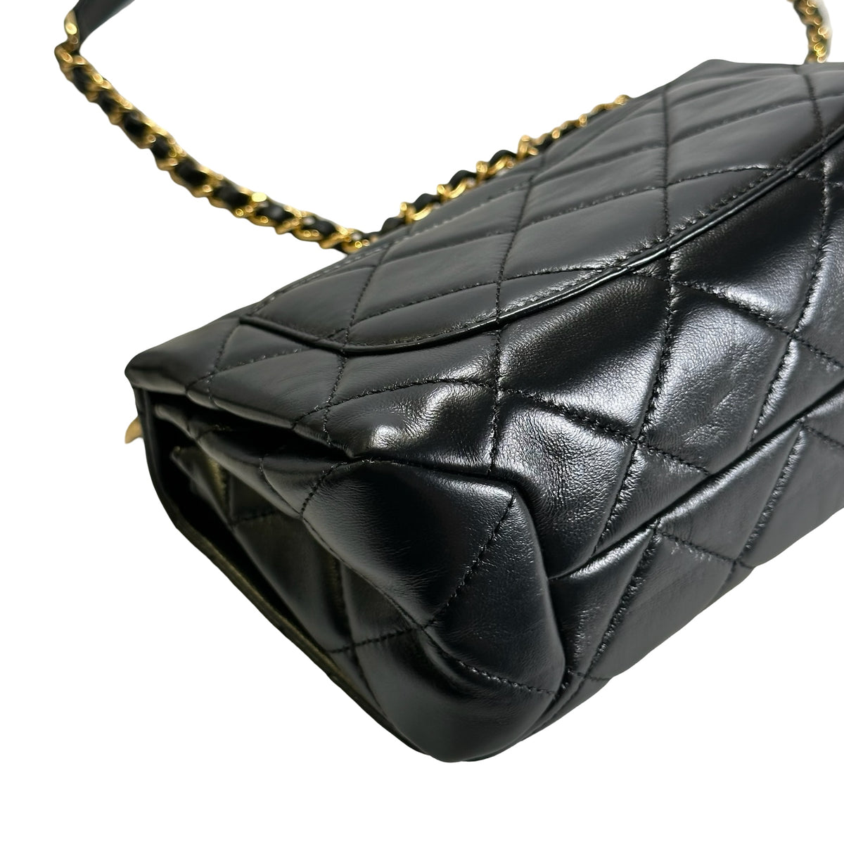 Used CHANEL Lambskin 22A Small Color Match Chain shoulder bag Black GHW