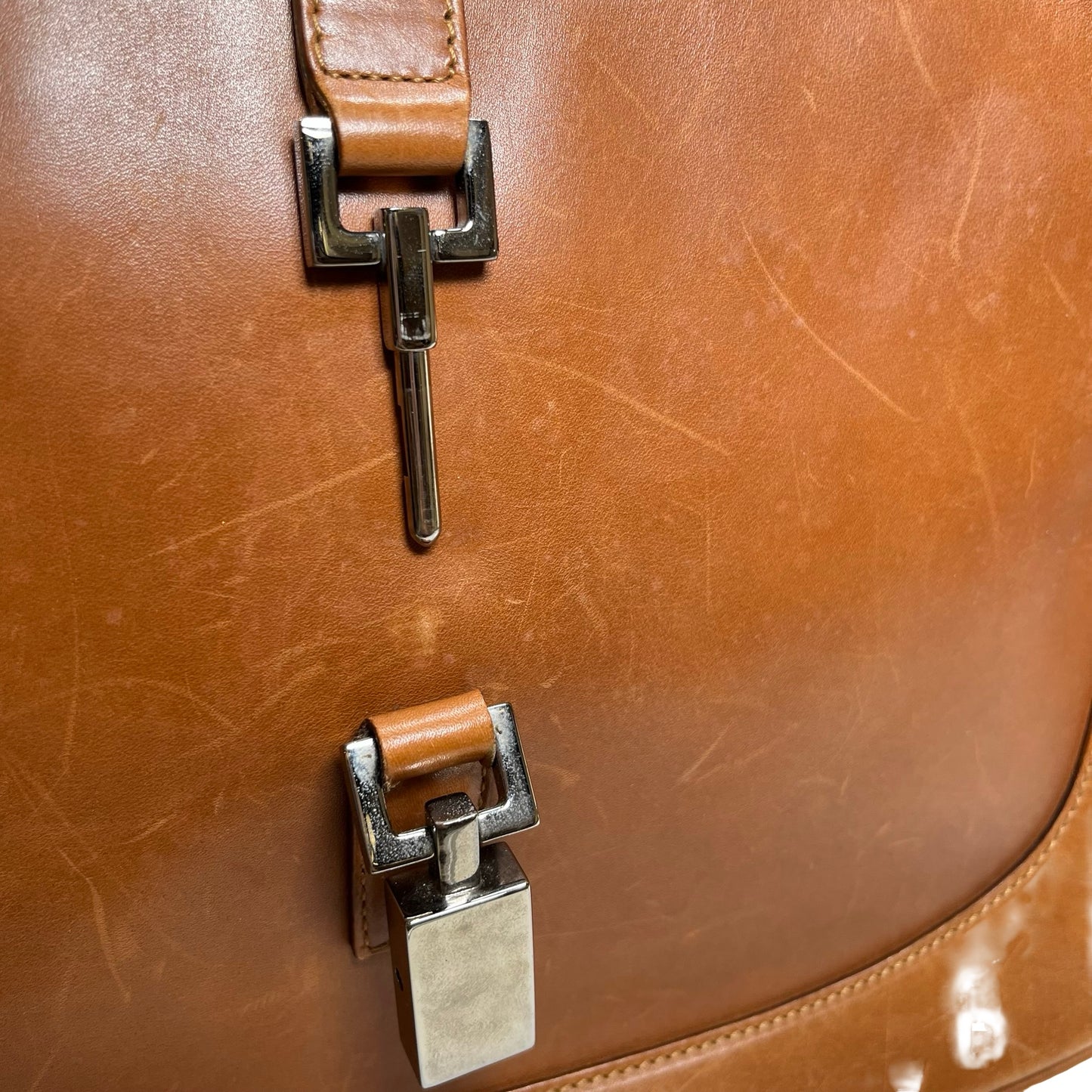 Used GUCCI Leather Jackie Shoulder Bag Brown PHW