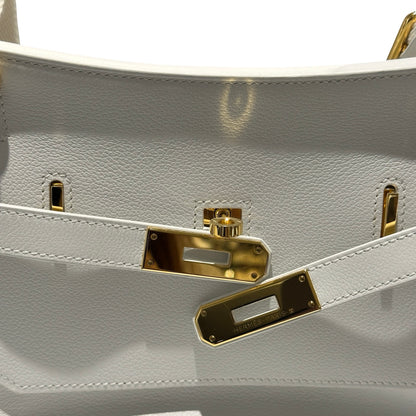 Used HERMES Evercolor Mini Jypsiere Cross body bag White GHW