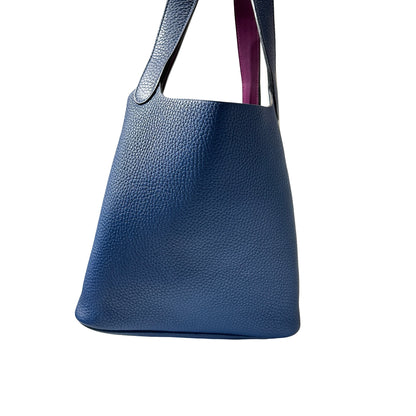 Used HERMÈS Bucket Bag Picotin 22 Navy Blue Purple PHW
