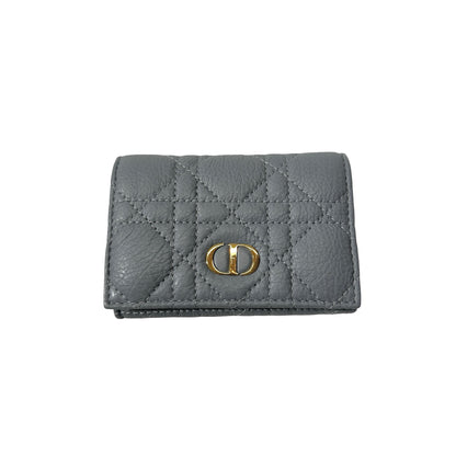 DIOR Cannage Calfskin Dior Caro Glycine Wallet Blue Ghw