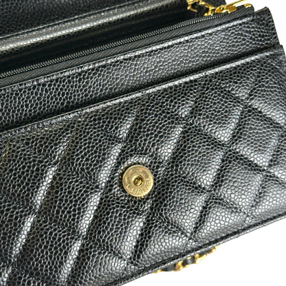 Brand New CHANEL Caviar Wallet on chain Wallet on chain Black，GHW