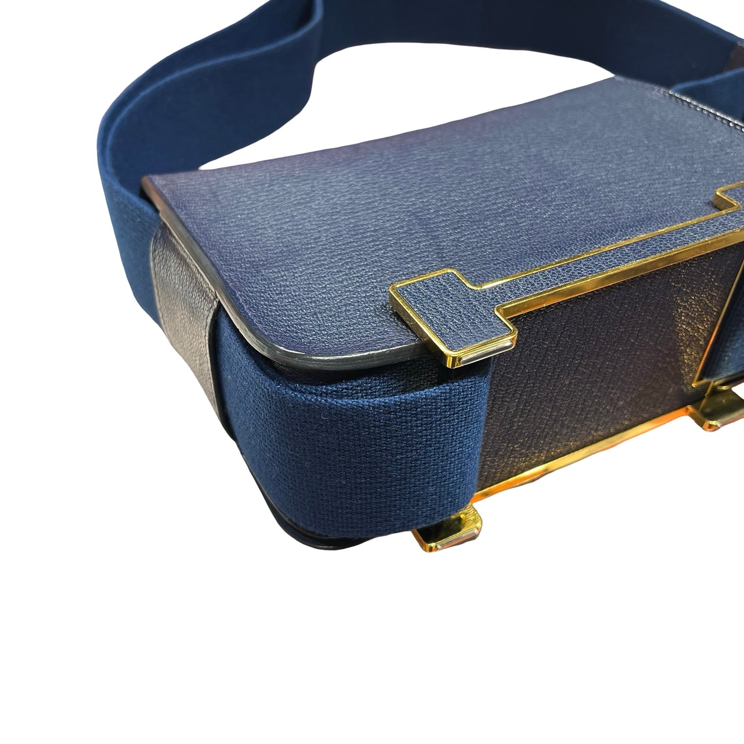 Used HERMÈS Geta Shoulder Bag Navy Blue GHW