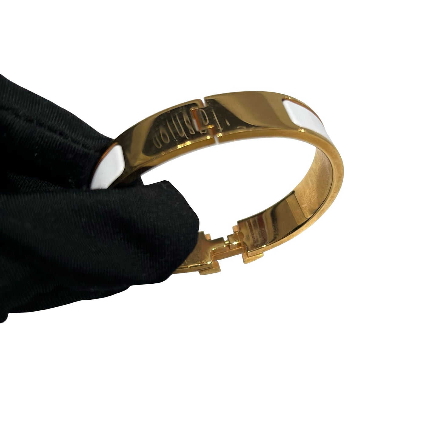 Used HERMÈS Clic H Bracelet White GHW
