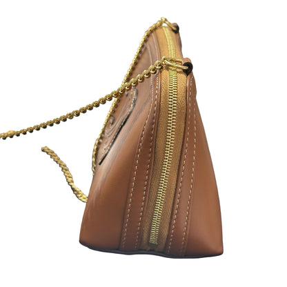 Used CÉLINE Clutch On Chain Shoulder Bag Brown GHW