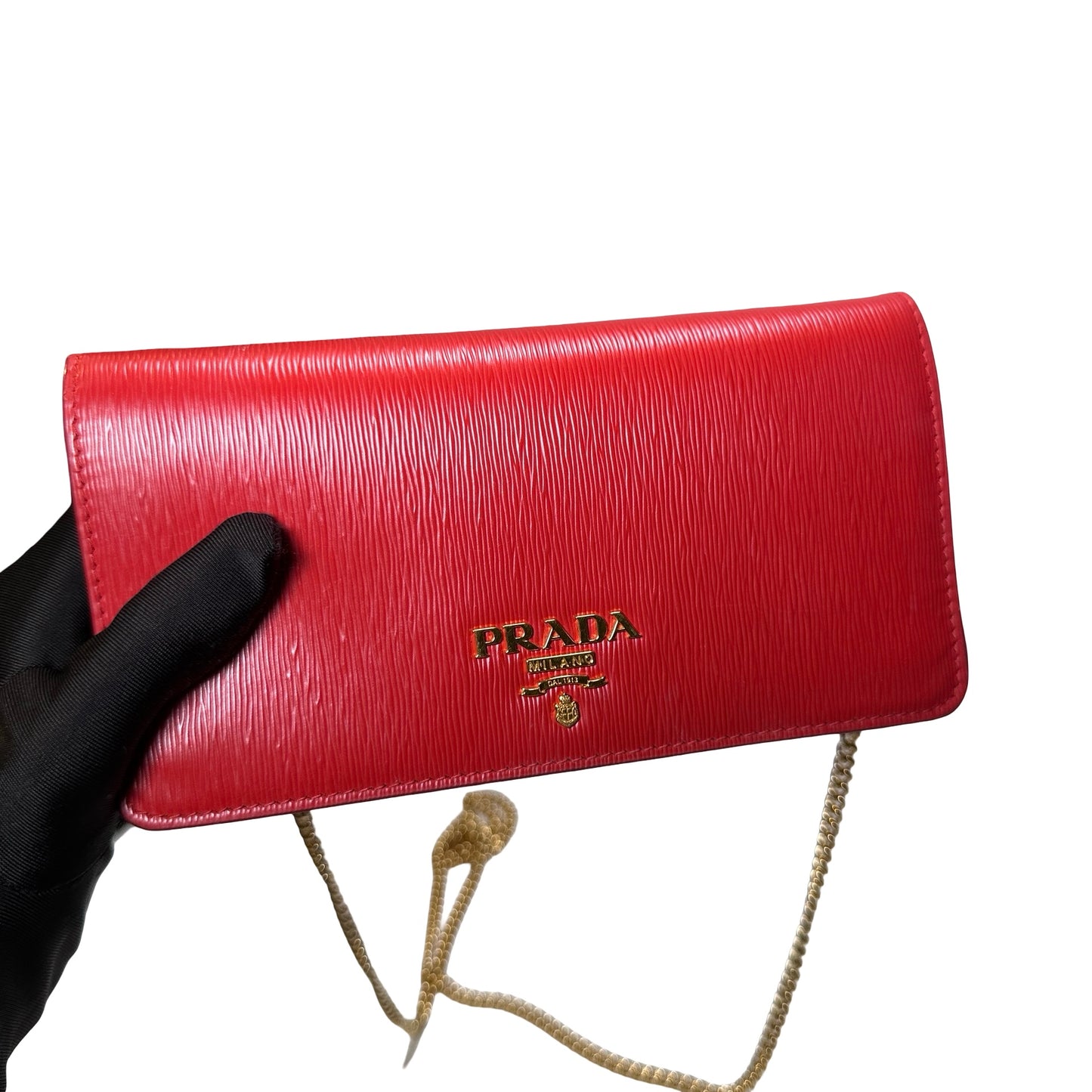 Used PRADA Vitello Move Staffing Woc Wallet on chain Red
