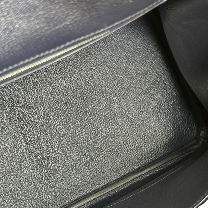 Used HERMES Leather Birkin Handbag Black Silver