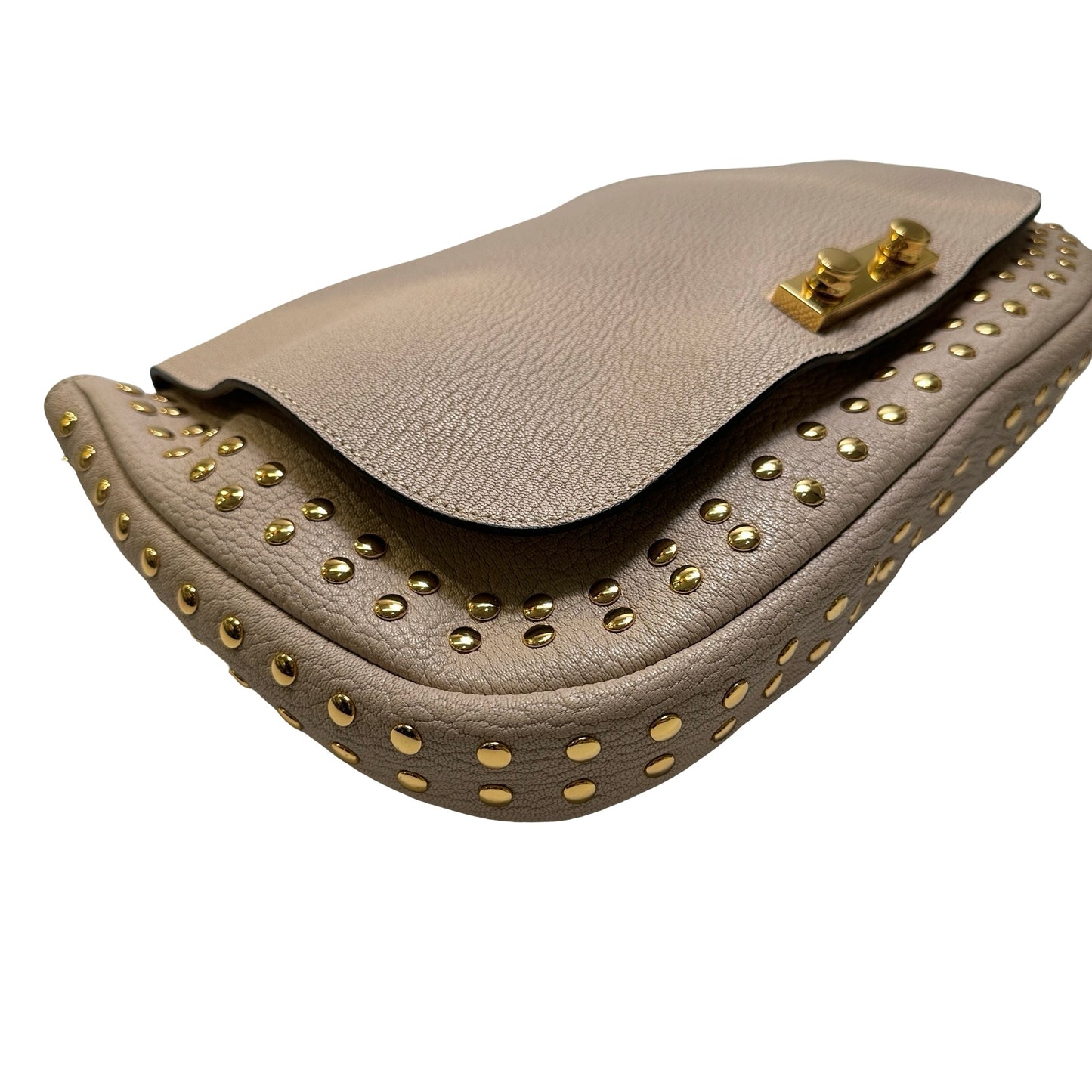 Used MARNI Leather Studded Trunk Bag Crossbody Bag Beige Gold