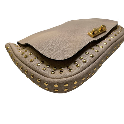 Used MARNI Leather Studded Trunk Bag Crossbody Bag Beige Gold