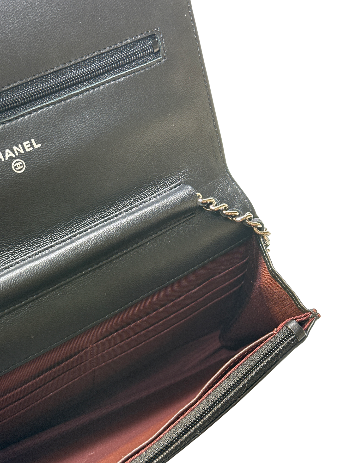 Used CHANEL Lambskin Quilted Classic Wallet on Chain Chain shoulder bag Black PHW
