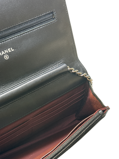 Used CHANEL Lambskin Quilted Classic Wallet on Chain Chain shoulder bag Black PHW