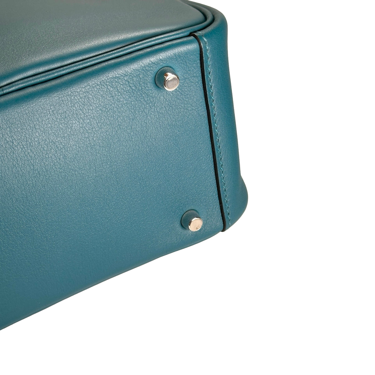Used HERMES Leather Lindy Handbag Green