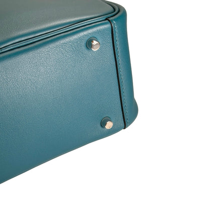 Used HERMES Leather Lindy Handbag Green