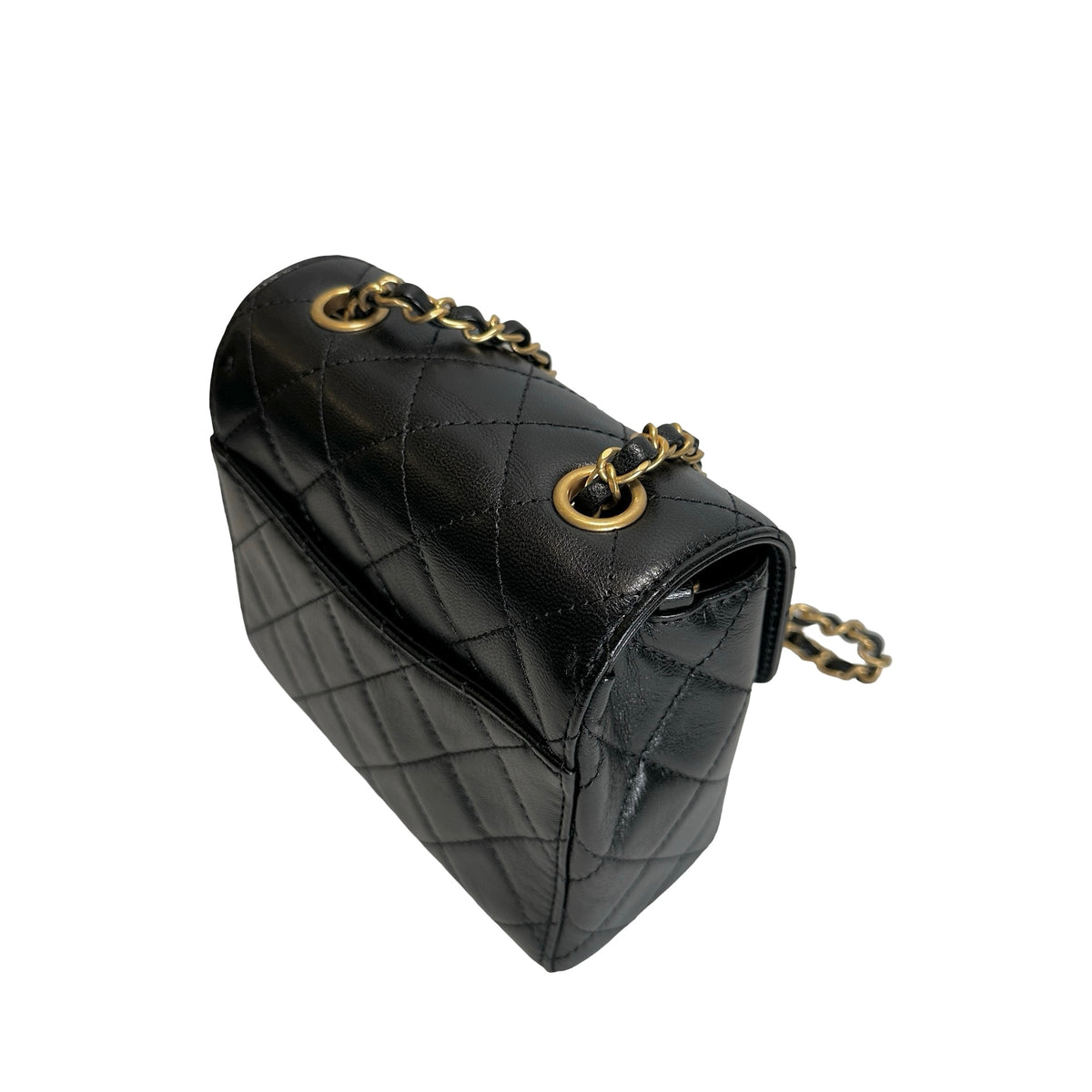 Used CHANEL Quilted Mini Flap Bag Chain Shoulder Bag Black Gold