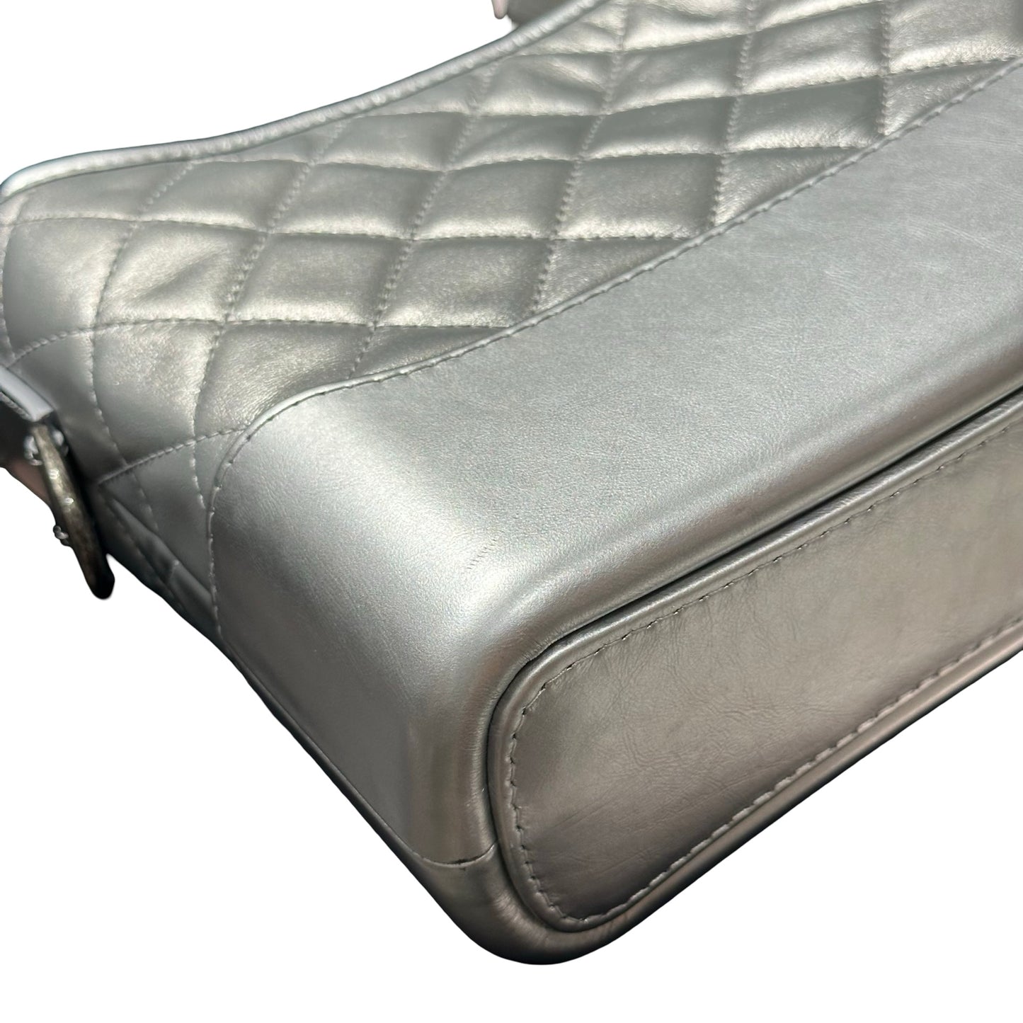 Used CHANEL Quilted Smooth Leather Gabrielle Shoulder Bag Silver GHW