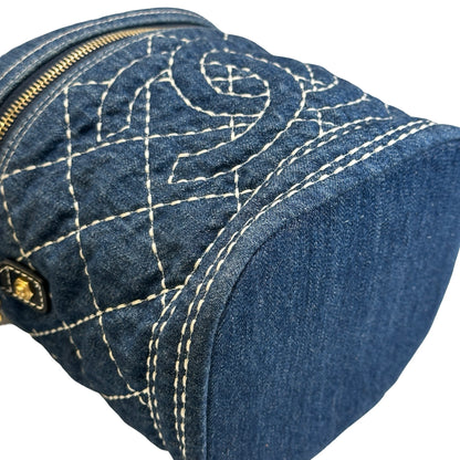 Used CHANEL Denim Bucket bag Cross body bag Denim blue