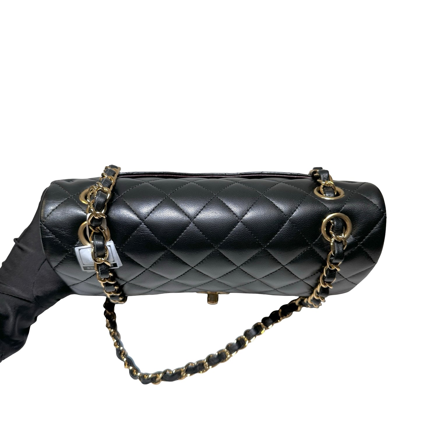 Used Chanel Calfskin Leather CF 23 Shoulder Bag Black GHW