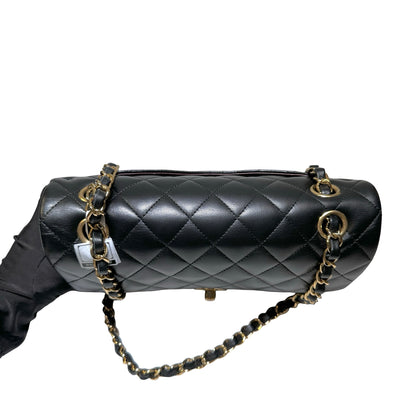 Used Chanel Calfskin Leather CF 23 Shoulder Bag Black GHW