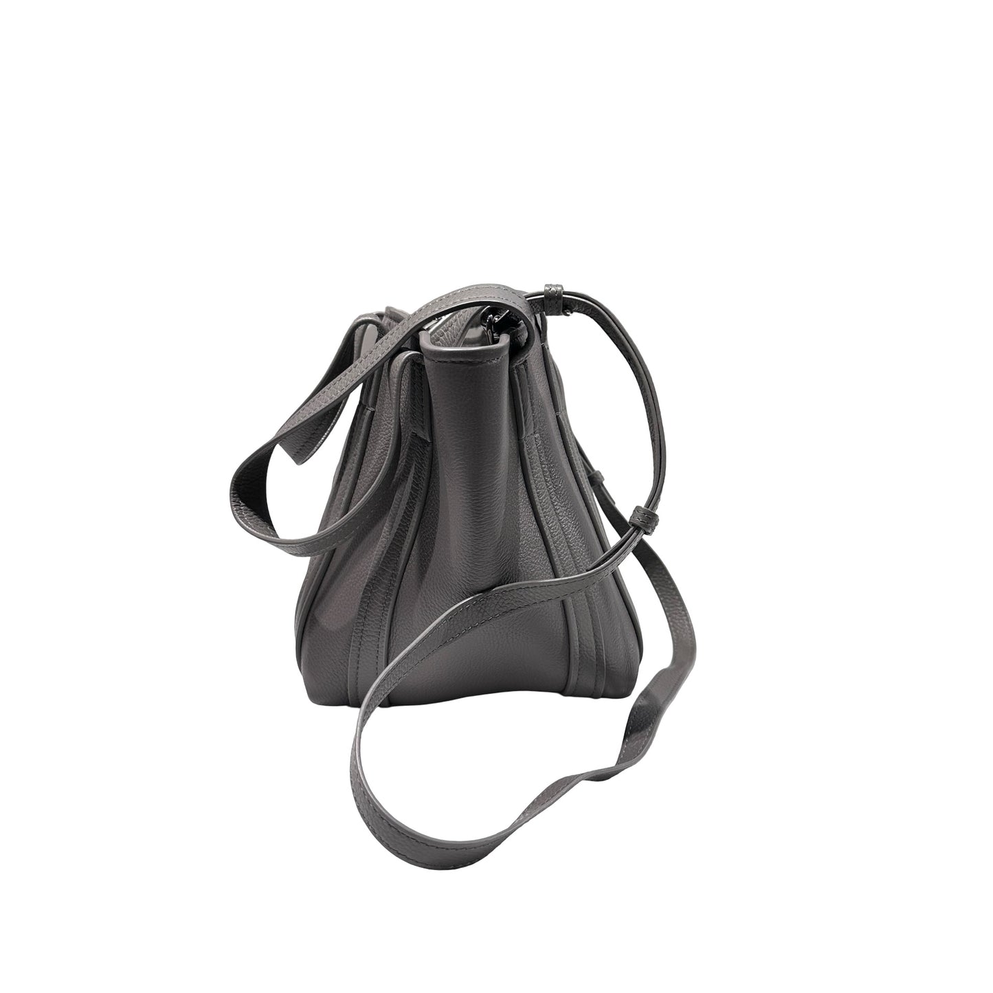 Used BALENCIAGA Calfskin Leather Everyday Shoulder Bag Grey PHW