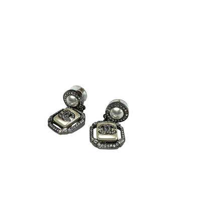 Used CHANEL Earrings Jewelry White Silver