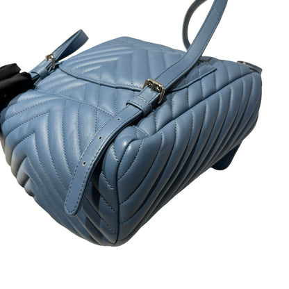 Used CHANEL Lambskin Leather Backpack Blue PHW