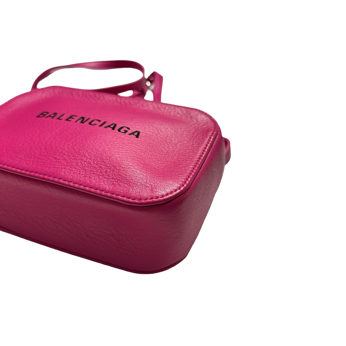 Used BALENCIAGA Leather Logo Print Everyday Camera Bag Camera Bag Pink Black