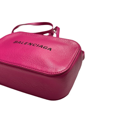 Used BALENCIAGA Leather Logo Print Everyday Camera Bag Camera Bag Pink Black