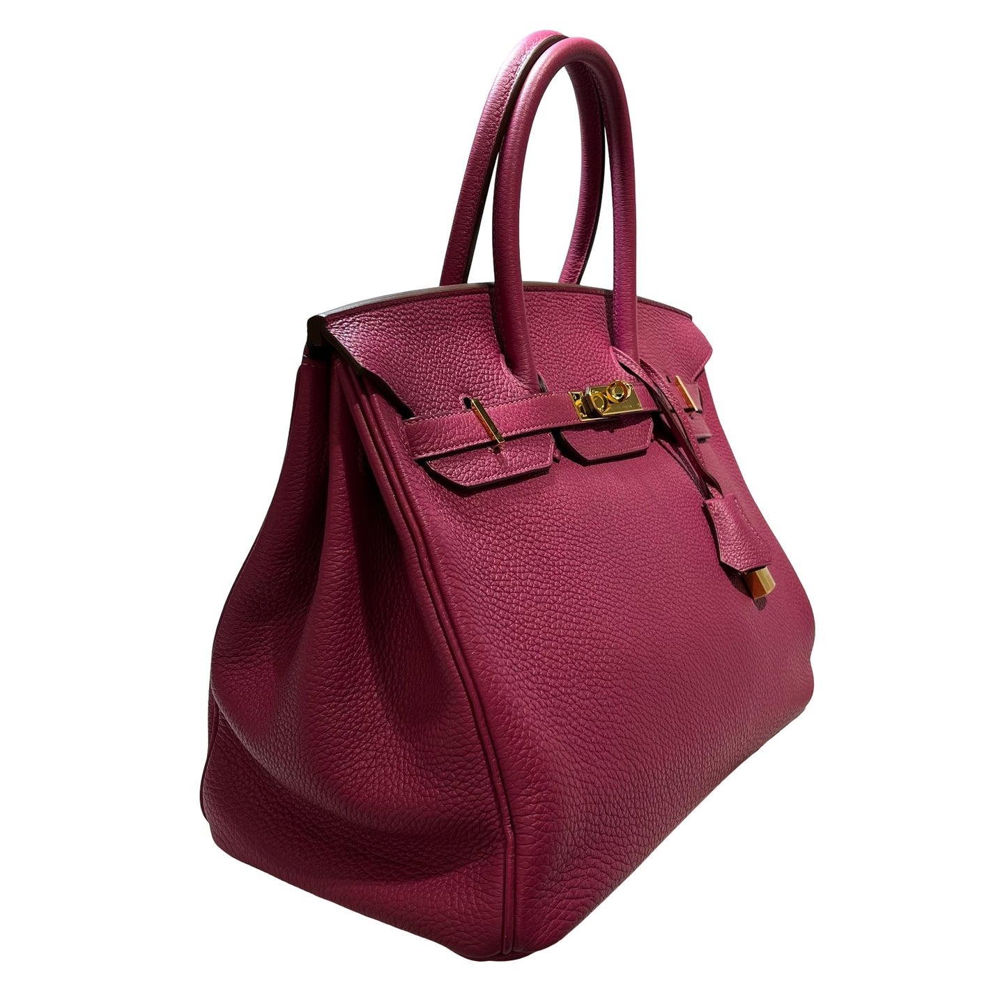 Used Hermès Calfskin Leather Birkin 35 Tote Bag GHW Purple