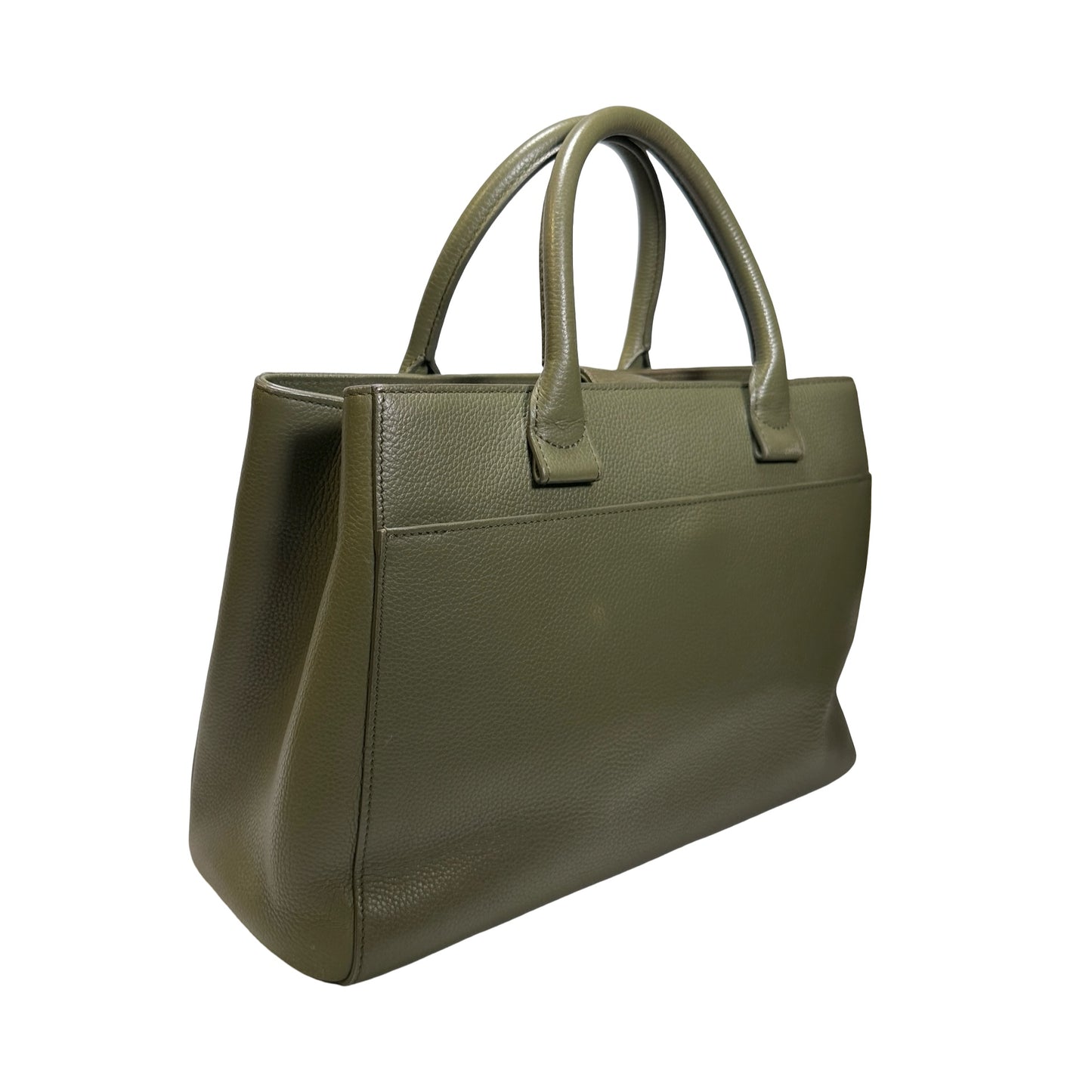 Used CHANEL Calfskin Leather Tote Bag Green