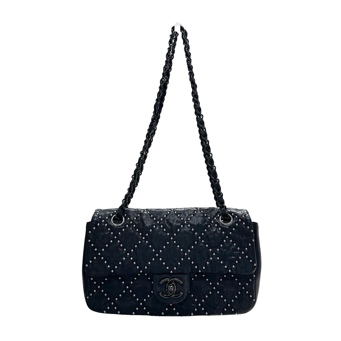 Used CHANEL Lambskin Leather Flap Shoulder Bag Black