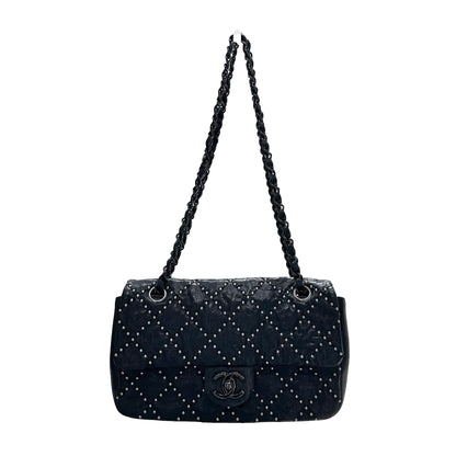 Used CHANEL Lambskin Leather Flap Shoulder Bag Black