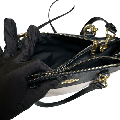 Used COACH Calfskin Two way shoulder bag Two Way Shoulder Bag Black White