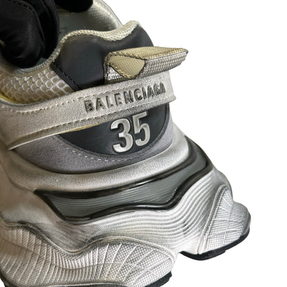 Used BALENCIAGA Mesh Nylon Runner Sneakers White Black Silver