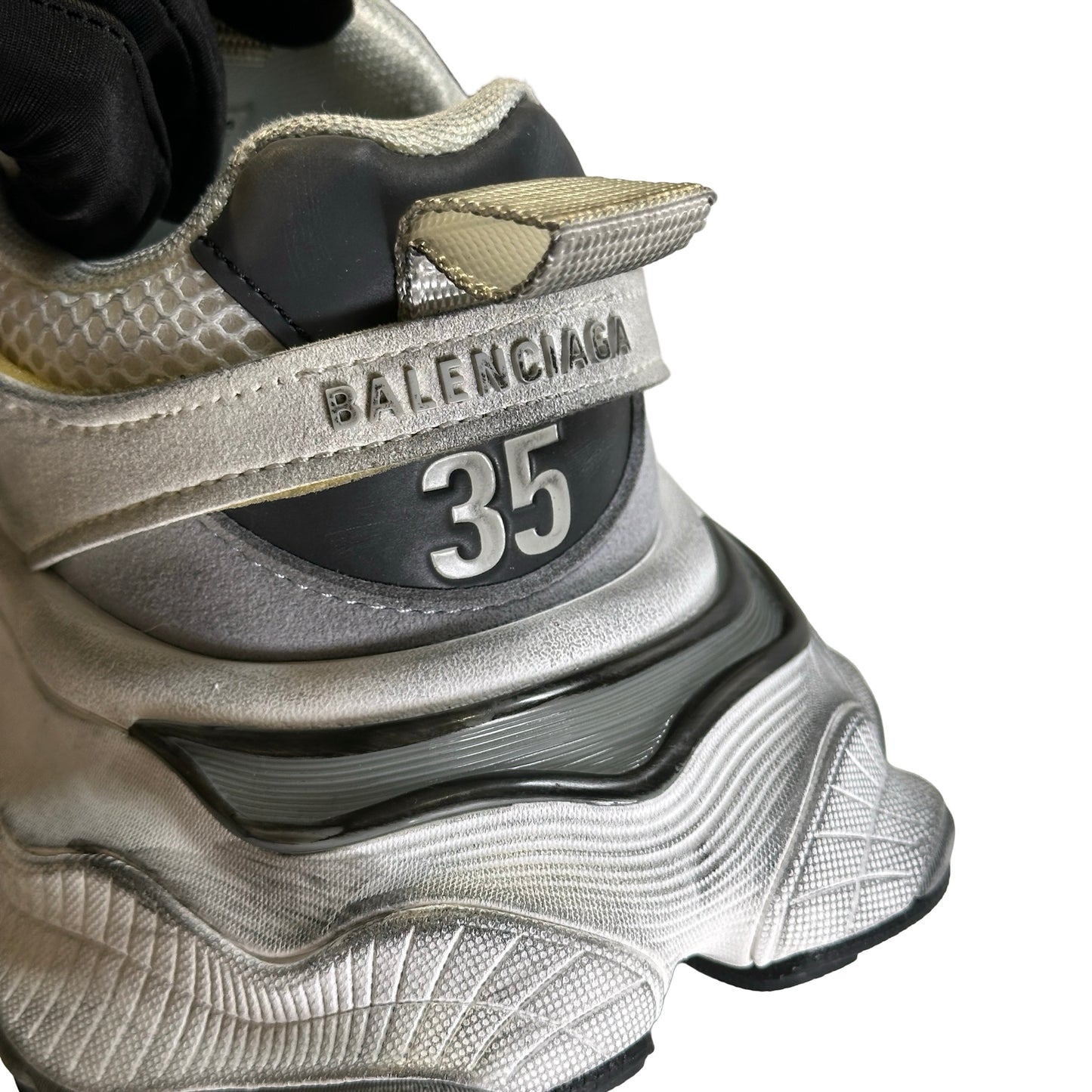 Used BALENCIAGA Mesh Nylon Runner Sneakers White Black Silver