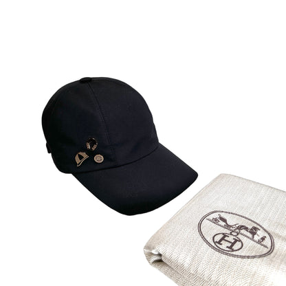Used HERMES Hat Hat Black Gold